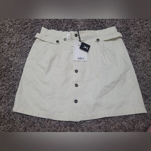 White button down mini skirt